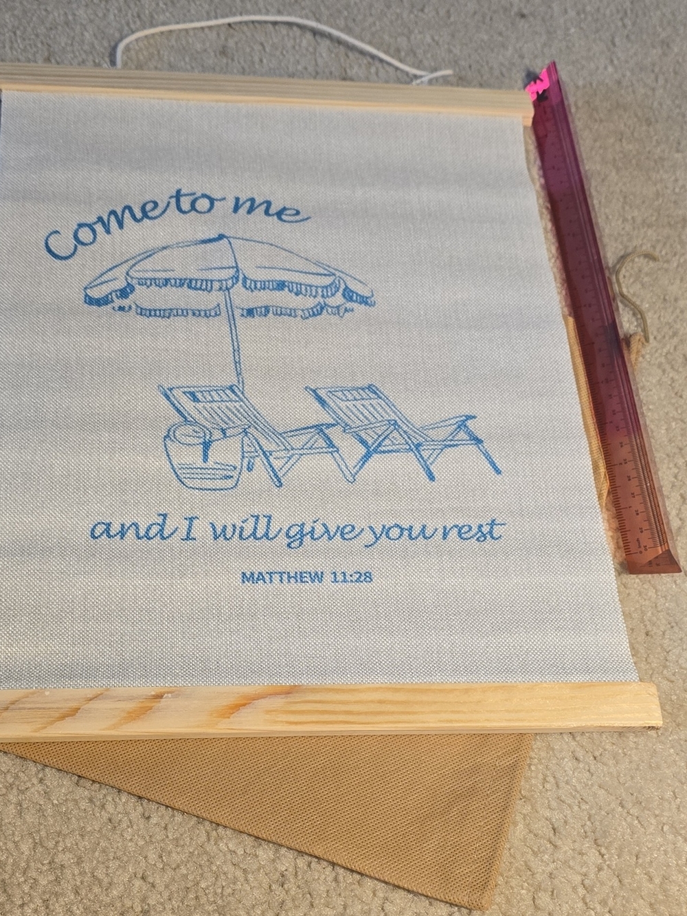Come to Me Blue Beach Chair & Umbrella Wall Art by